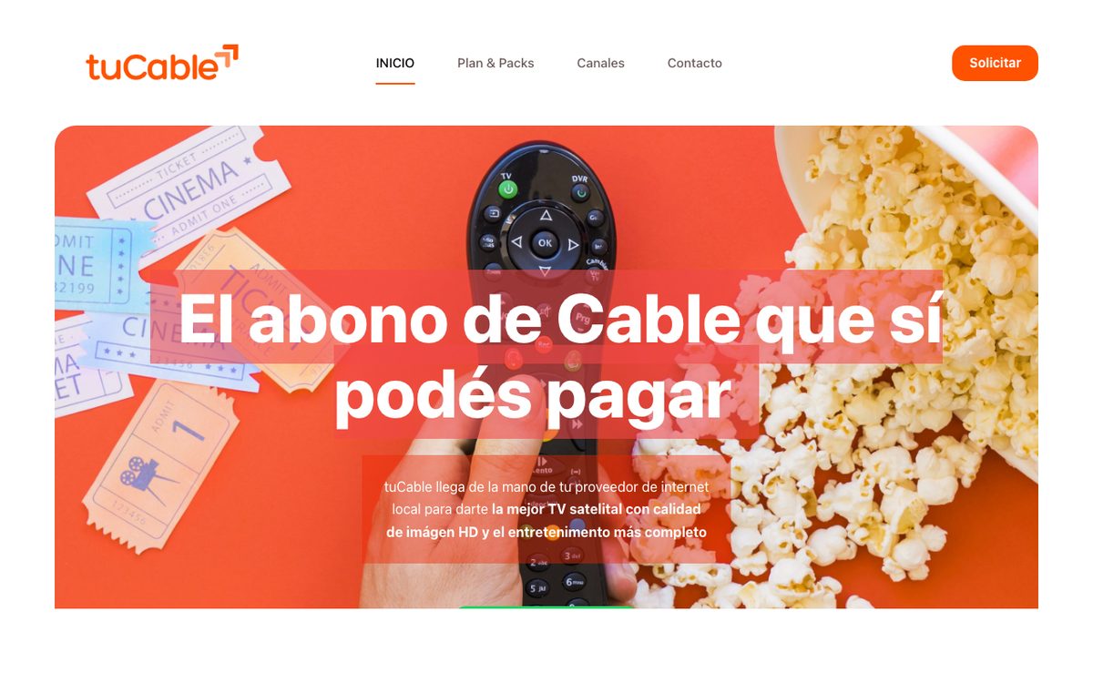 Captura de la home de tuCable